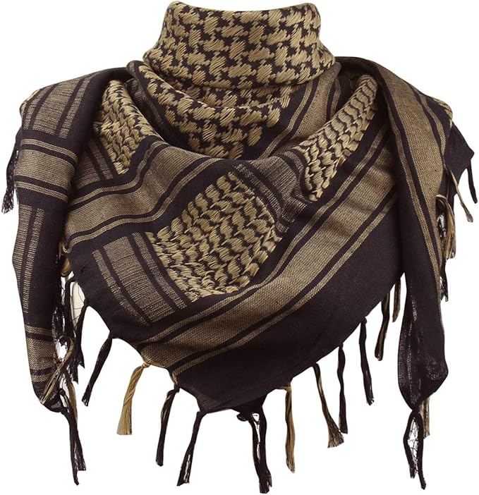 Explore Land Cotton Shemagh Keffiyeh Tactical Desert Scarf Neck Head Wrap with Tassel for Men Women