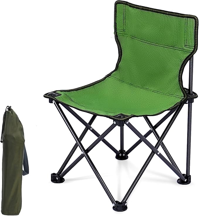 Byliable Kids Camping Chair, Kids Folding Chair for Outdoor, Lightweight Backpacking Chair, Armless Foldable Lawn Chair for Outdoor Camping Hiking Beach Sports and Picnic, Green, with Carry Bag