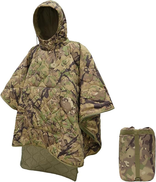LOOGU Camo Blanket Waterproof Insulation Poncho Liner for Outdoor Camping, Hiking, Hunting, Survival, Backpacking, Picnicking