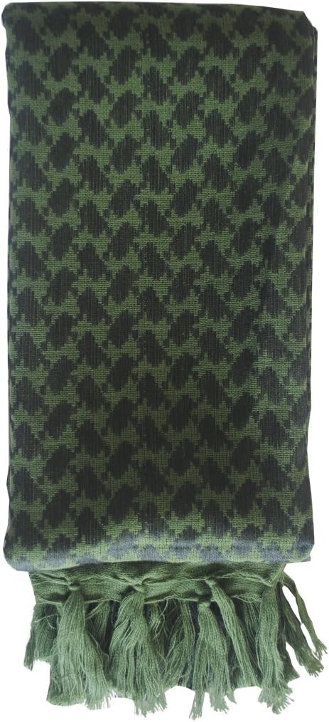 Explore Land Cotton Shemagh Keffiyeh Tactical Desert Scarf Neck Head Wrap with Tassel for Men Women