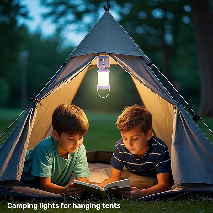 HOMY Ladybug Rechargeable Camping Lantern for Kids, 3-Color Dimmable LED, Tent Hook & Handle, Small Portable USB Safe Night Light for Outdoor/Kids Camping Gear