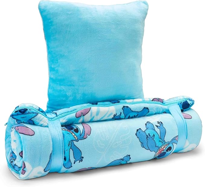 Stitch Sleeping Bag Set - Bundle with 27" x 26" Disney Slumber Bag with Attached Pillow Plus Stickers, More | Lilo and Stitch Camping and Sleepover Supplies