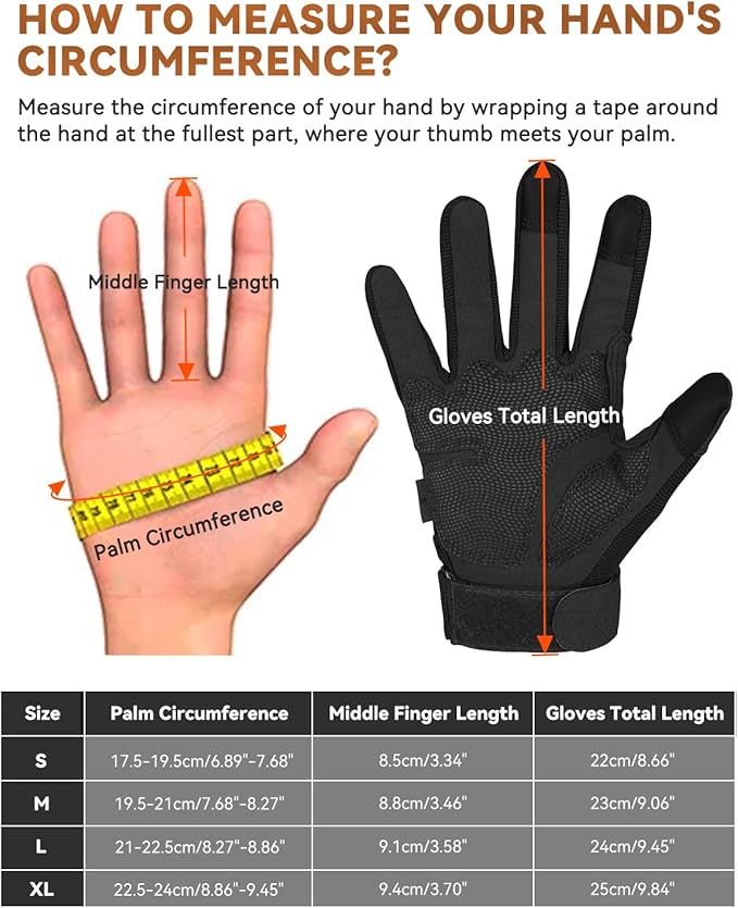 KUMGIM Tactical Gloves for Men, Motorcycle Military Combat Gloves Black Airsoft Gloves Touchscreen for Airsoft Outdoor Hunting Shooting Paintball Work Motorcycling Climbing