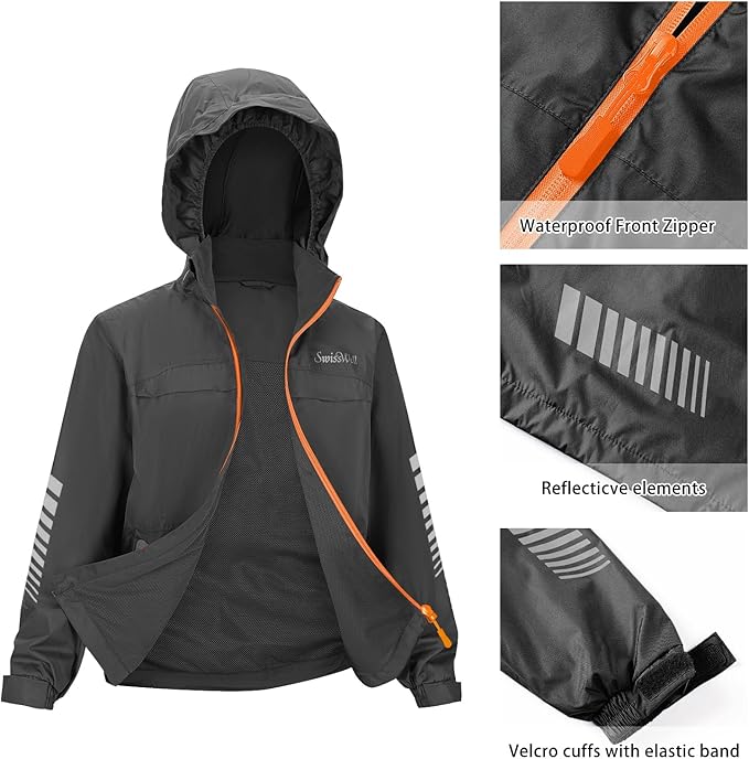 SWISSWELL Kids Rain Gear Boys Girls Youth Waterproof Rain Suit Breathable Reflective Raincoat and Pants