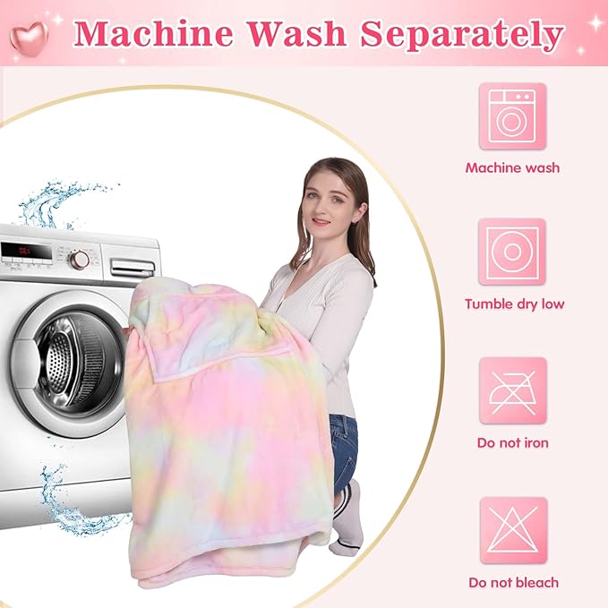 Waitu Wearable Blanket Sweatshirt Gifts for Women and Men, Warm and Cozy Rainbow Blanket Hoodie, Thick Flannel Hoodie Blanket with Sleeves for Adults and Kids