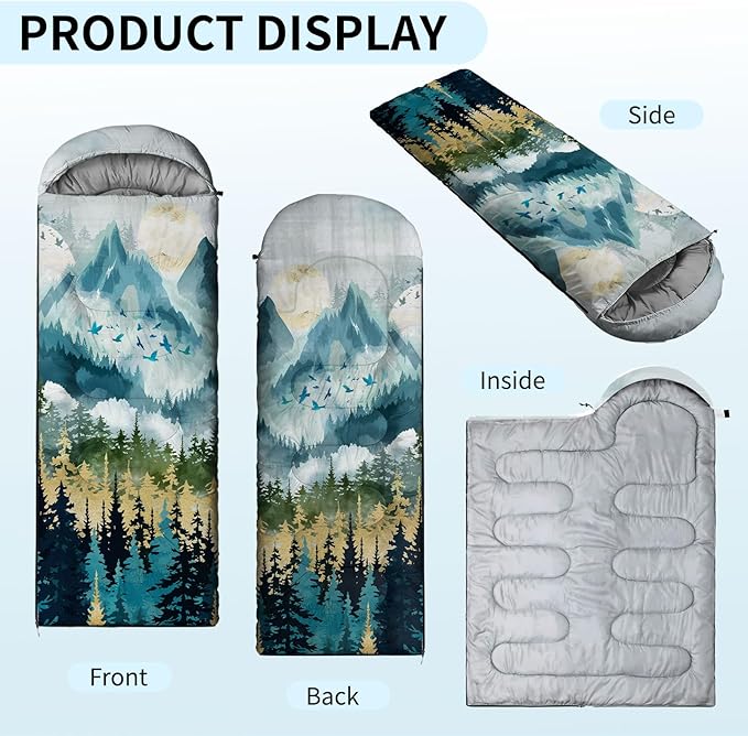 Camping Sleeping Bags, Lightweight Waterproof Sleeping Bag and Compact with Compression Sack for Outdoor