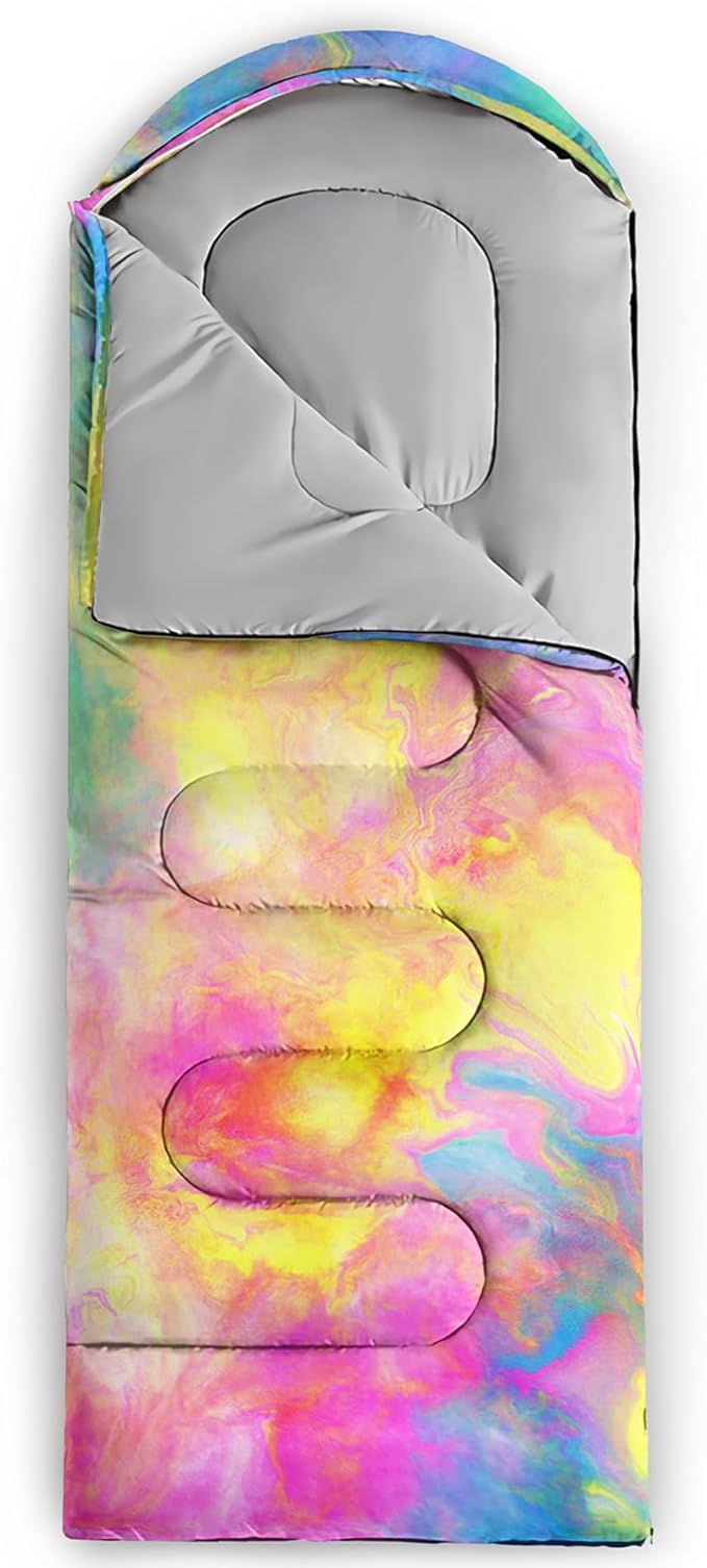 QOOMO Axolotl Cute Camping Sleeping Bags,3 Season Warm & Cool Weather,Lightweight,Waterproof Sleeping Bags for Adults & Kids,Traveling,and Outdoors
