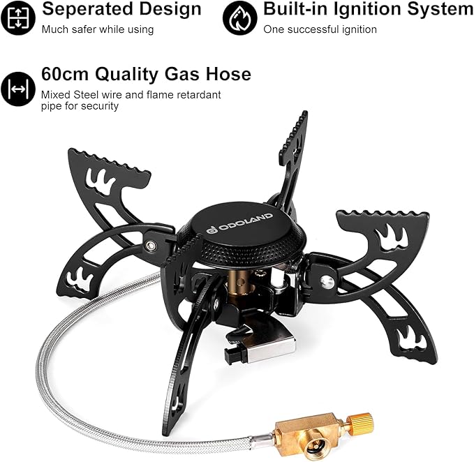 Odoland 3800W Portable Camping Stove Lightweight Gas Stove Collapsible Backpacking Stove with EVA Box Compatiable with Three Kinds of Gas Canister for Outdoor Camping Cooking Hiking and Picnic