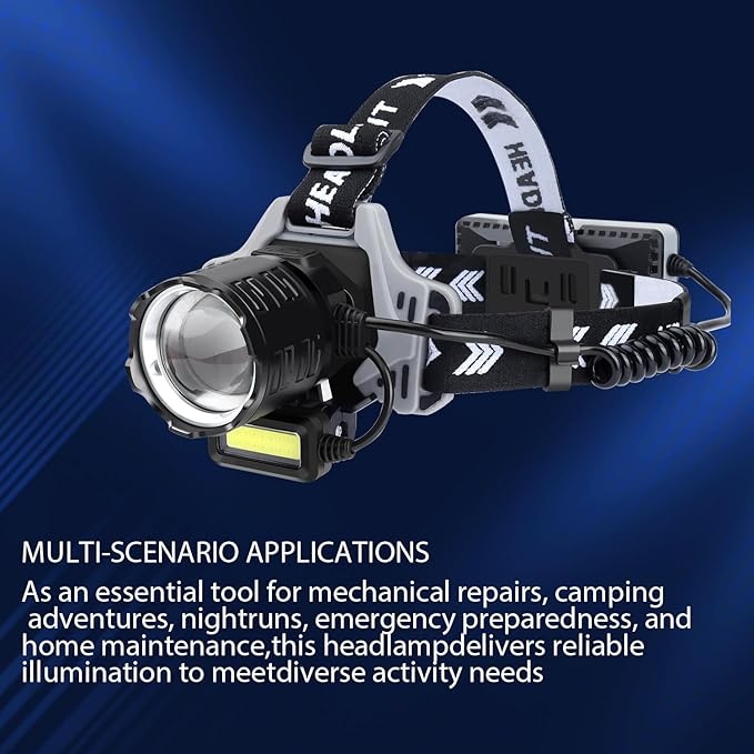 Bud K Rechargeable LED Headlamp, 1200 Lumens Super Bright Headlamp Flashlight, 8 Modes, 135° Adjustable, IPX7 Waterproof Head Lamp for Camping, Running, Climbing, Hiking