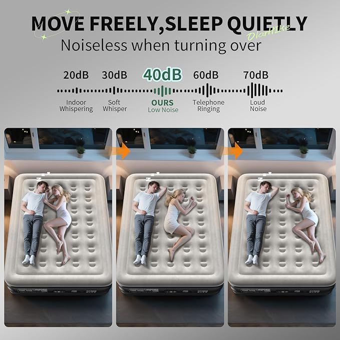 OlarHike Air Mattress Queen with Built in Pump, Inflatable Mattress Blow up Mattress, 18" Colchones Inflables Foldable Air Bed for Guest & Home, Ideal for Camping, 700lbs