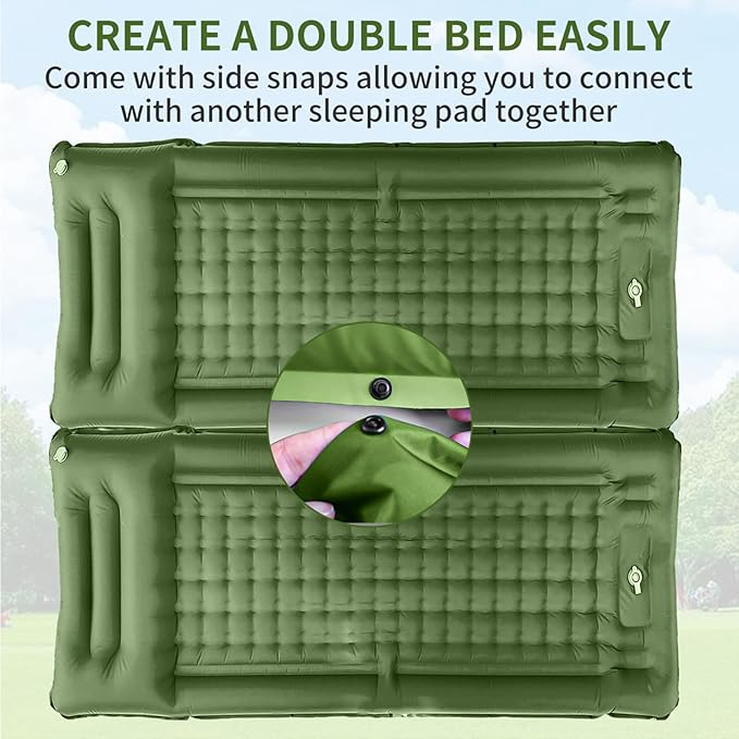 SEVNPRIME 78in x 29in x 5in Camping Sleeping Pad, Upgraded Durable Waterproof Compact Traveling Air Mattress, Built-in Foot Pump, Ultralight Inflatable Sleeping Mat for Backpacking, Hiking