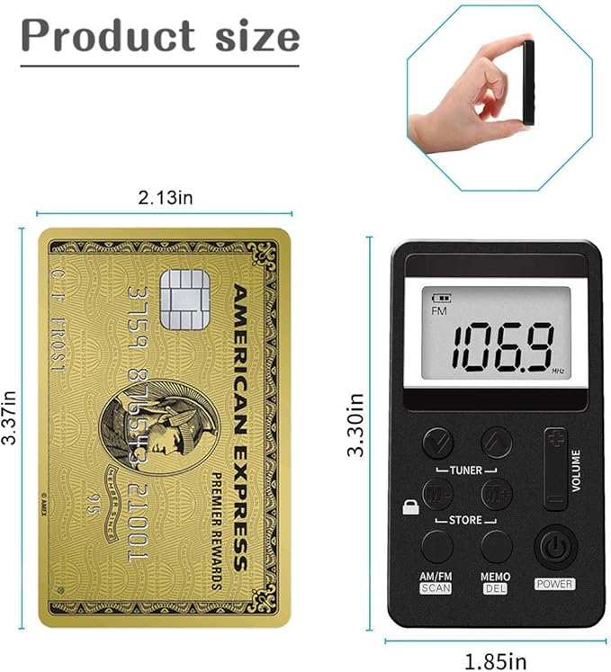 Personal AM/FM Pocket Radio Portable VR-robot, Mini Digital Tuning Radio, with Rechargeable Battery, Earphone, Lock Screen for Walk/Jogging/Gym/Camping
