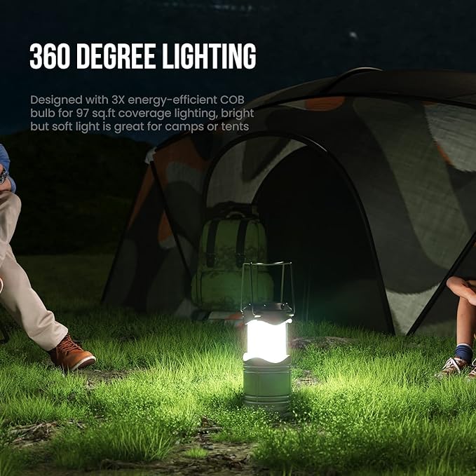 Lichamp LED Camping Lantern, 4 Pack Battery Powered Flashlight for Power Outages, Portable Collapsible Hanging Light Essential for Home, Outdoor, Emergency Lamp Survival Kit Gear for Hurricane, Gray