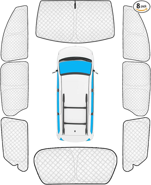 KMF 8pcs Full Sun Shades Custom for Toyota Sienna 2013-2018 Accessories, Sienna Sunshade Car Window Covers for Windshield Side Rear, Sun Visor UV Block and Blackout Privacy for Camping Outdoor