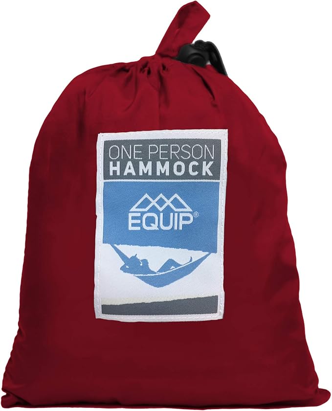 Hammock Equip Outdoors Portable Camping with Hanging Kit, 400lb Rating, Red