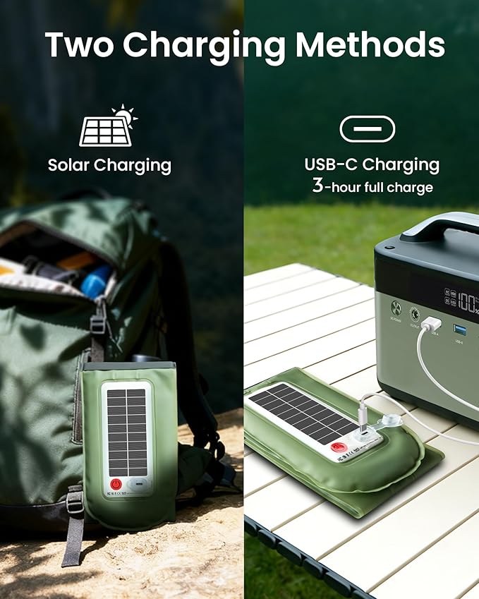 34" Inflatable Solar Camping Lantern & 4000mAh Power Bank, 339LM Ultra Bright LED Light Tube, USB-C Rechargeable & IP66 Waterproof Portable Tent Lamp for Hurricane, Power Outage, Backpacking, Survival