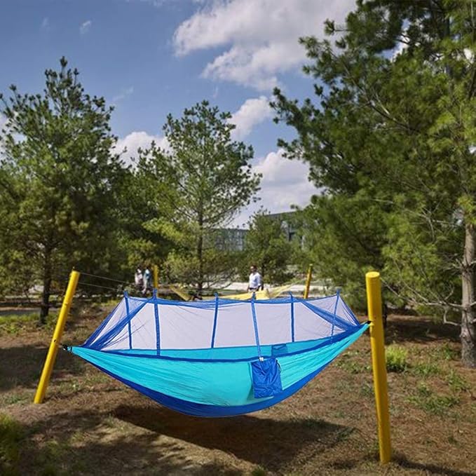 KEPEAK Camping Hammock with Net Netting, Single & Double Tree Hammock Net, Lightweight Nylon Portable Hammock for Backpacking, Camping, Travel, Beach, Yard
