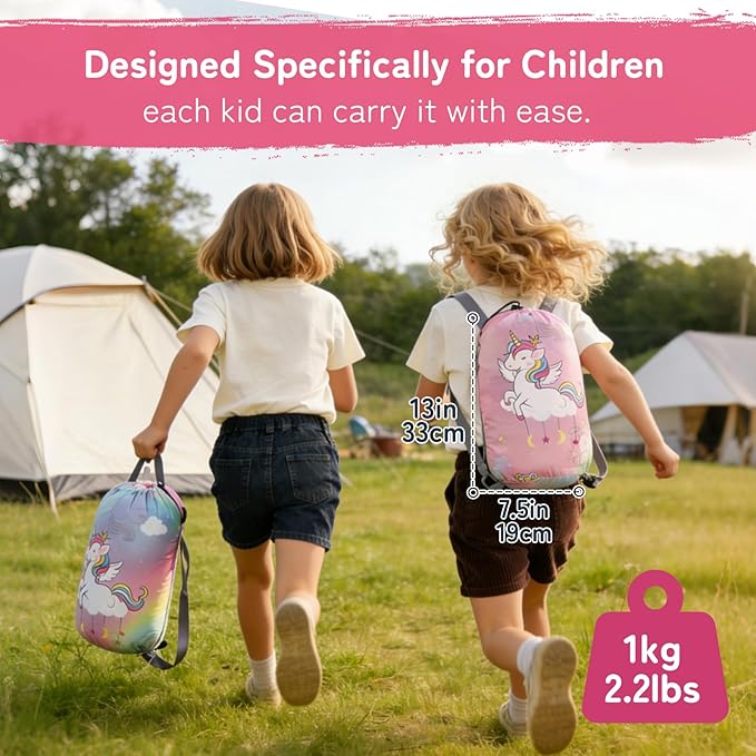 tuphen Kids Sleeping Bag - 50-77℉ 3-Season Waterproof Sleeping Bag for Boys & Girls, Lightweight 2.2 lbs Camping Gear with Compression Bag Ideal for Camping, Hiking, Indoor
