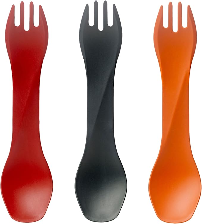 humangear GoBites Uno Mini 3-Pack - Travel & Camping Utensils - Portable & Compact Dining Ware - Food-Safe Material - Red/Gray/Orange, Uno Mini 3-Pack