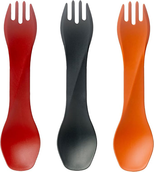 humangear GoBites Uno Mini 3-Pack - Travel & Camping Utensils - Portable & Compact Dining Ware - Food-Safe Material - Red/Gray/Orange, Uno Mini 3-Pack