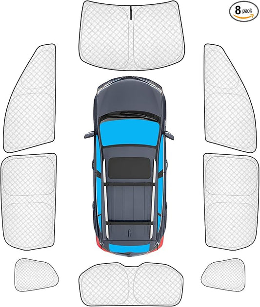 KMF 8pcs Thicken Full Window Sun Shades for Nissan Rogue Sport 2017-2024 Accessories, Custom Fit Windshield Sunshade Car Window Covers for Side Rear, UV Block and Blackout Privacy for Camping Outdoor