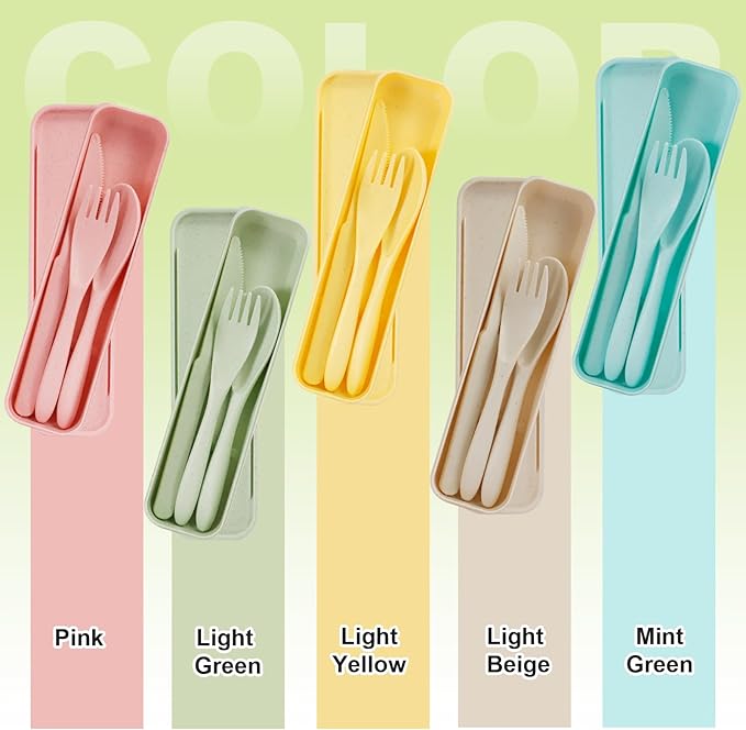 Knives Spoons and Forks Set, Portable Cutlery Set, Reusable Flatware Set for 10, Utensils for Party, Travel, Work, Picnic, Camping or Daily Use
