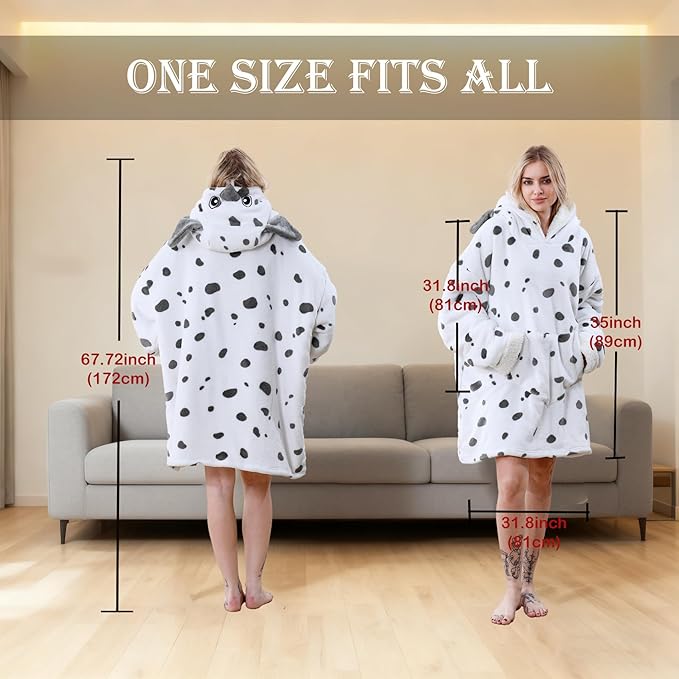 Oversized Hoodie Blanket, Wearable Blanket sweatshirt, Ultra Soft Sherpa Fleece Comfy Snuggle Hoodie