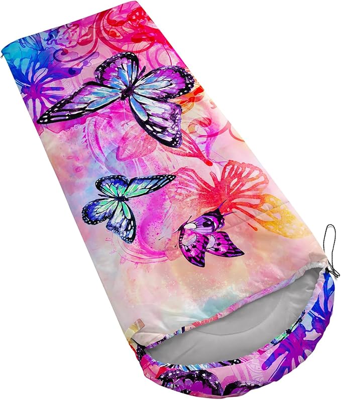 QOOMO Axolotl Cute Camping Sleeping Bags,3 Season Warm & Cool Weather,Lightweight,Waterproof Sleeping Bags for Adults & Kids,Traveling,and Outdoors