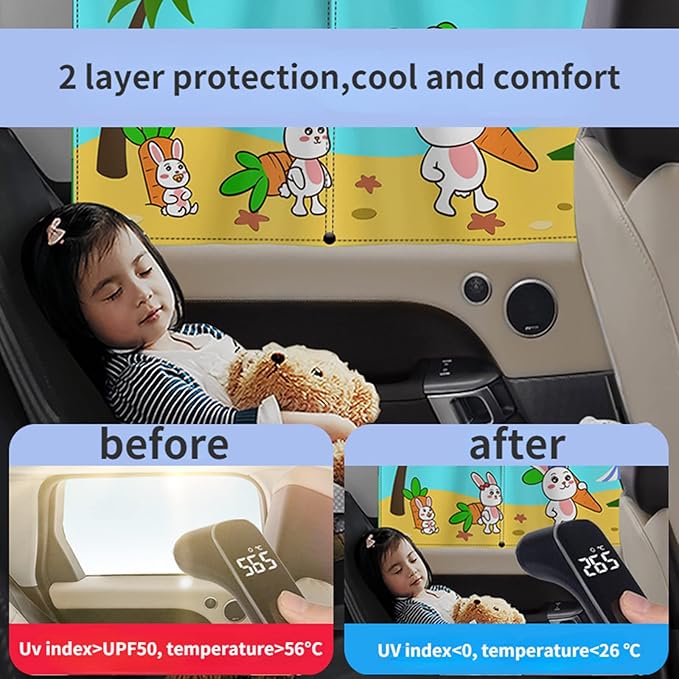 Car Sun Shade for Baby - EOHMAK Car Side Window Sun Shade Cover Upgrade Double Opening Car Interior Curtain Sun Blocker Blind (Light Blue Space, 1 Pack)