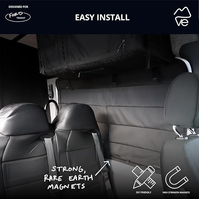 VanEssential Insulated Stealth Blackout Window Cover Designed for Ford Transit High/Medium Roof Crew Window - Black