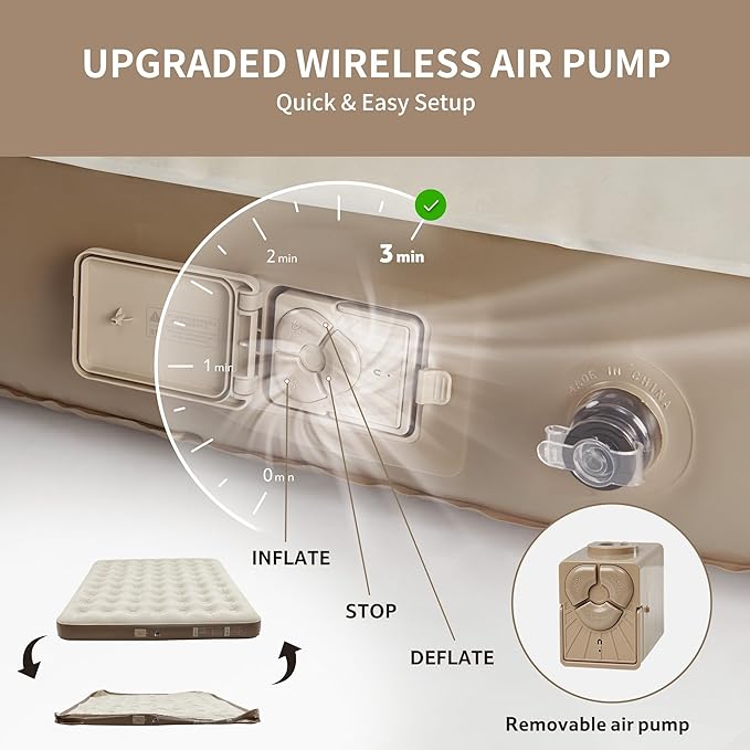 Naturehike California King Air Mattress with Built-in Pump for Home, Camping & Guests (Brown, California King)