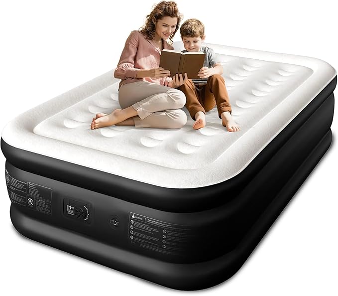 CHERIMOR Full Size Air Mattress with Built-in Pump, 18" Raised Comfort, 48Hr Leak-Proof Test, Upgraded Honeycomb Pillar Design, Supports 600 lbs, 2.5-Min Inflation for Home Guest Room Camping
