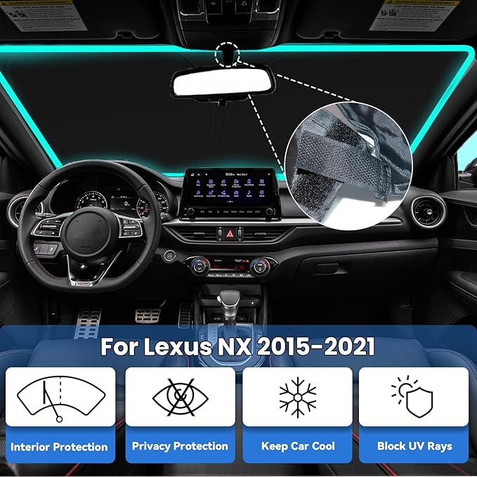 Windshield Sun Shade for 2015-2021 Lexus NX NX300h/NX300/NX200t, Car Window SunShades with 240T Sun Visor Protector Blocks UV Rays Heat Sun Shield Accessories