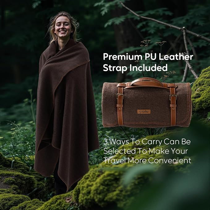 Molithe 100% Wool Blanket, 62" x 86", Warm, Thick, Washable, Military Wool Blanket, Great for Camping, Outdoors, Sporting Events, Survival Kits, Brown