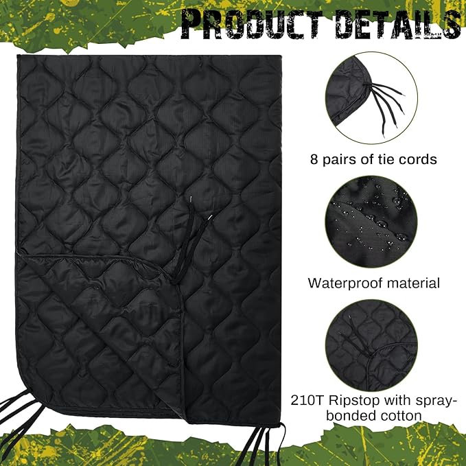 Barydat 1/2/3 Pack 80 x 60/92 x 64 Inch Woobie Blanket Military Poncho Liner Hunting Blanket Waterproof Thermal Poncho Liner with Bag Camo for Outdoor Camping Hiking