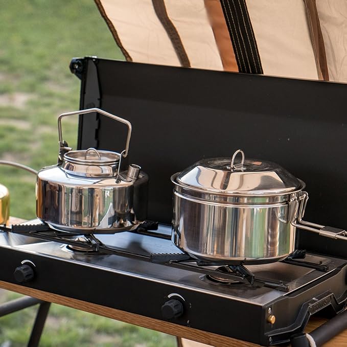 Fire-Maple Antarcti S/S Kettle Pot Set | 18-8 Stainless Steel | all Steel Construction | Ideal for Camping Bushcraft Use | Compact Cookware Set