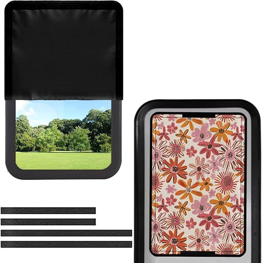 RV Door Window Shade Cover - Flowers RV Blackout Window Cover with UV Protection and Privacy Features, Camper Trailer Sun Shade Accessories for Women Men