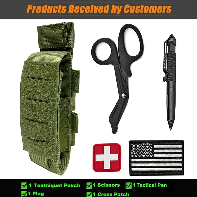 Upgrade 1000D Laser Cut Molle Tourniquet Holder, Heavy Duty Tactical Molle Tourniquet Pouch Holder