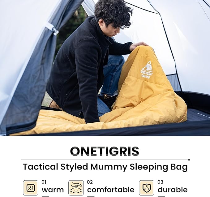 OneTigris Bushcrafter’s Sleeping Bags, Mummy Sleeping Bag for Camping Hiking Backpacking, Survival Gear
