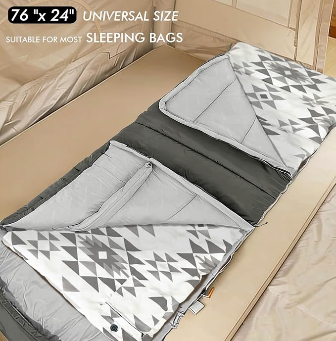 Heated Sleeping Bag pad, 3 Adjustable Temperature Levels, Operated by 5V/2A USB Power Supply (Bohemia, 76" x 24")