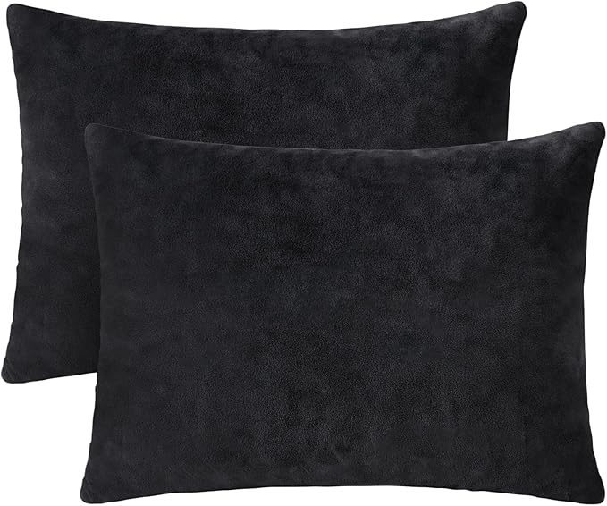 1 MIDDLE ONE 2 Pack Small Pillow, 16 X 12 Inches, Memory Foam Mini Pillow for Travel, Camping, Sleeping, Nap and Neck, Knee, Lumbar Support, Tiny Cushion for Pet, Dogs (Black)