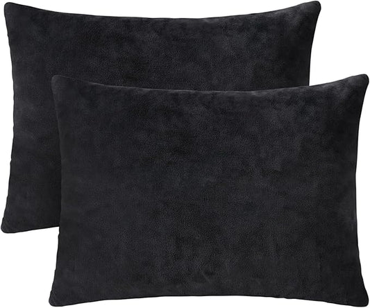 1 MIDDLE ONE 2 Pack Small Pillow, 16 X 12 Inches, Memory Foam Mini Pillow for Travel, Camping, Sleeping, Nap and Neck, Knee, Lumbar Support, Tiny Cushion for Pet, Dogs (Black)