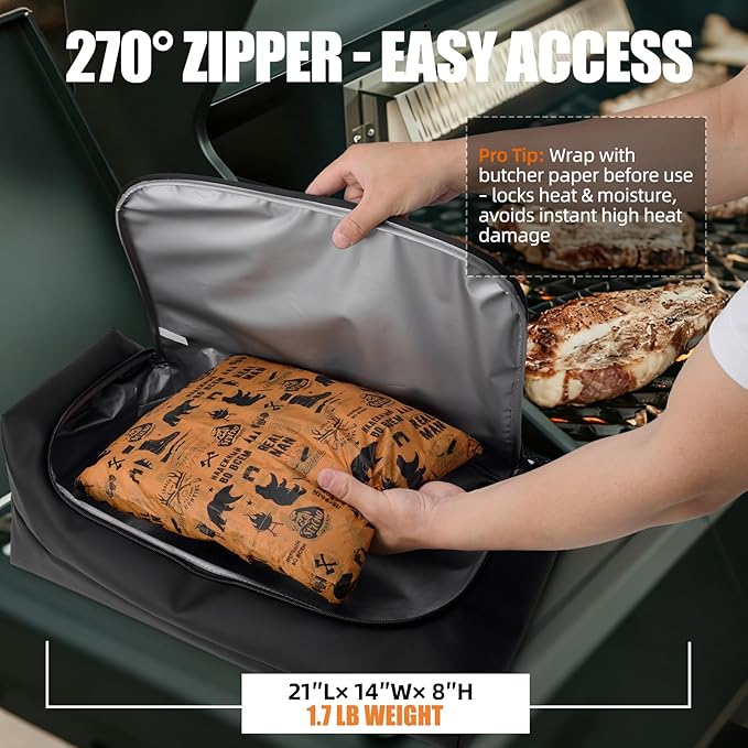 270° Opening BBQ Blanket for Resting Meat, Insulated Leak-Proof Meat Resting Bag for Brisket Turkey Pork, Smoker Accessories for Camping Party Kitchen, Anniversary Birthday Gift for Men Dad Husband