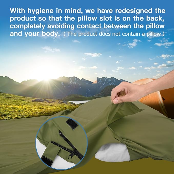 JAICOM Sleeping Bag Liner, Travel Sheets & Adult Sleep Sack, Ultralight and Portable Summer Sleeping Bag - Ideal for Backpacking, Hotels and Hostels, Business Trips, Camping