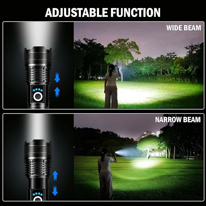 Lylting Led Flashlights High Lumens Rechargeable 2 Pack, 99000 Lumen Super Bright Fashlight with 5000ɱAh Βattery, Waterproof Powerful Flash Light Multifunctional Flashlights for Home Camping Hiking