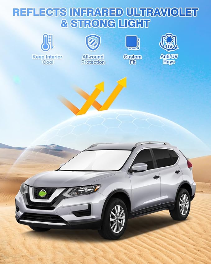 Canvcle Sunshades for 2014-2020 Nissan Rogue (Not for Rogue Sport) Accessories Windshield Sun Shade Side Rear Window Shade Cover Sun Visor Shield Privacy Protection Keep Vehicle Cool Black 8PCS