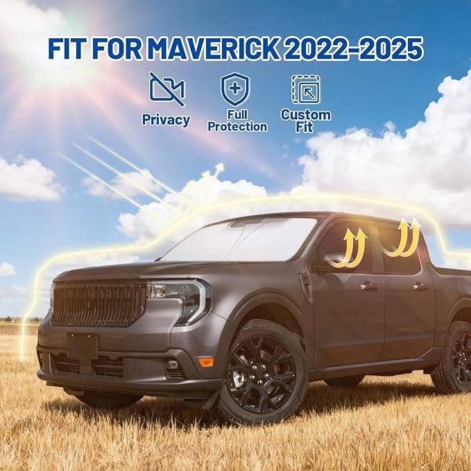 Car Window Shades Intended for Ford Maverick 2022-2025, Privacy Window Covers 6PCS for Side, Rear & Windshield, Car Shield Sunshade for Privacy Protection, Heat Blocking, Camping and Parking
