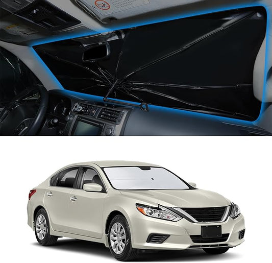 Windshield Sun Shade Umbrella Custom Fit for 2013-2018 Altima Sedan Accessories Foldable Sunshade Sun Blocker Protect Car from Sun Rays & Heat Damage Keep Car Cooler
