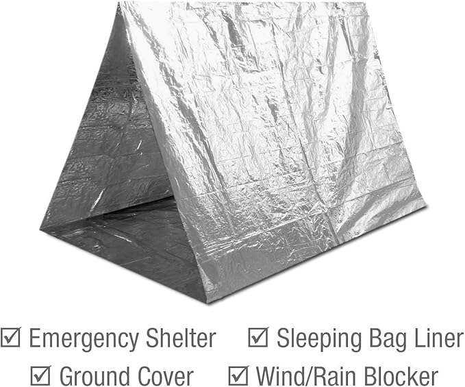 Swiss Safe 10 Pack Mylar Emergency Blankets for Survival - Compact & Insulated for Cold Weather - Designed for NASA, Outdoor, Running, Camping, Survival, First Aid Car Kit - Silver, 10 Pack