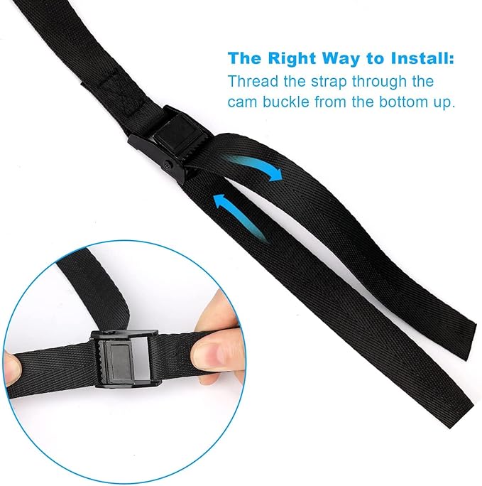 4 Pack Tie Down Strap,5ft x 1" Lashing Straps with Adjustable Buckle Heavy Duty Secure Straps up to 600 lbs for Cargo, Luggage, Bicycles, Motorcycles, Truck, SUV, Car Roof Rack, Canoe
